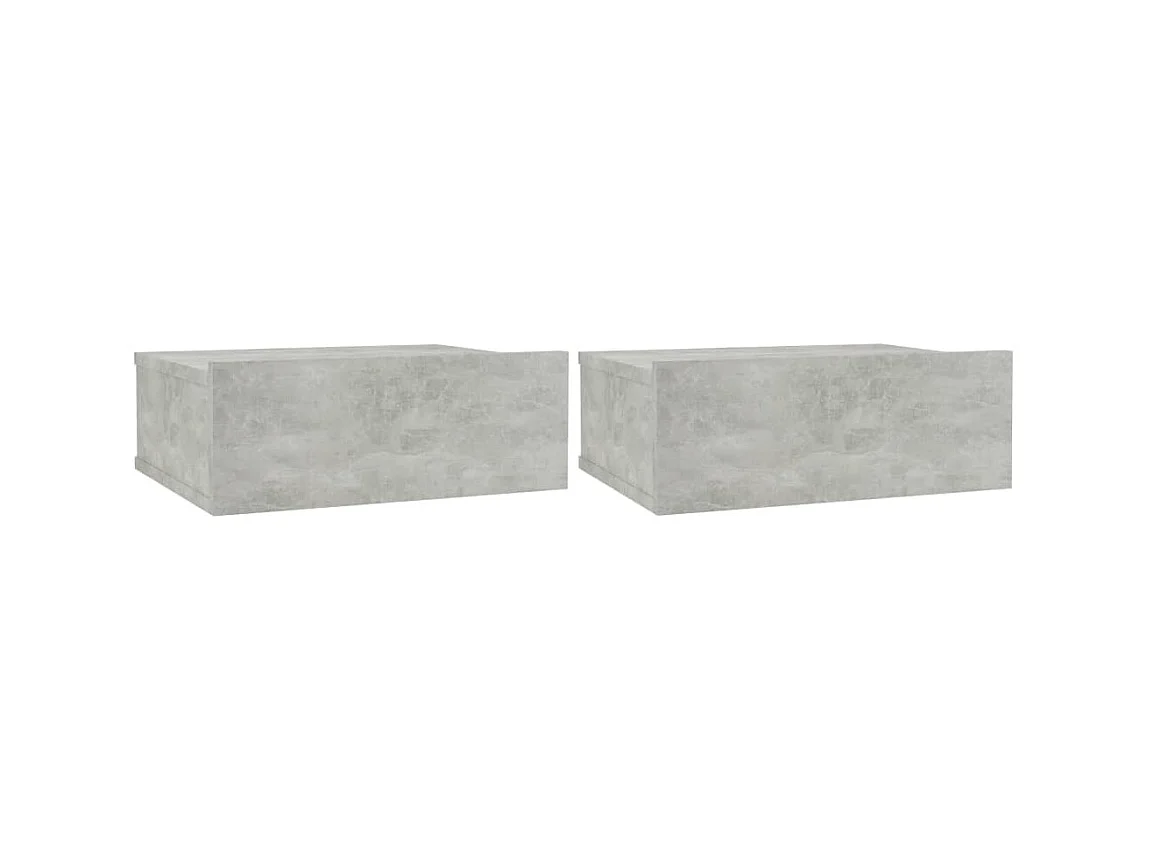 Tables de chevet flottantes 2 pcs Gris béton 40x30x15 cm