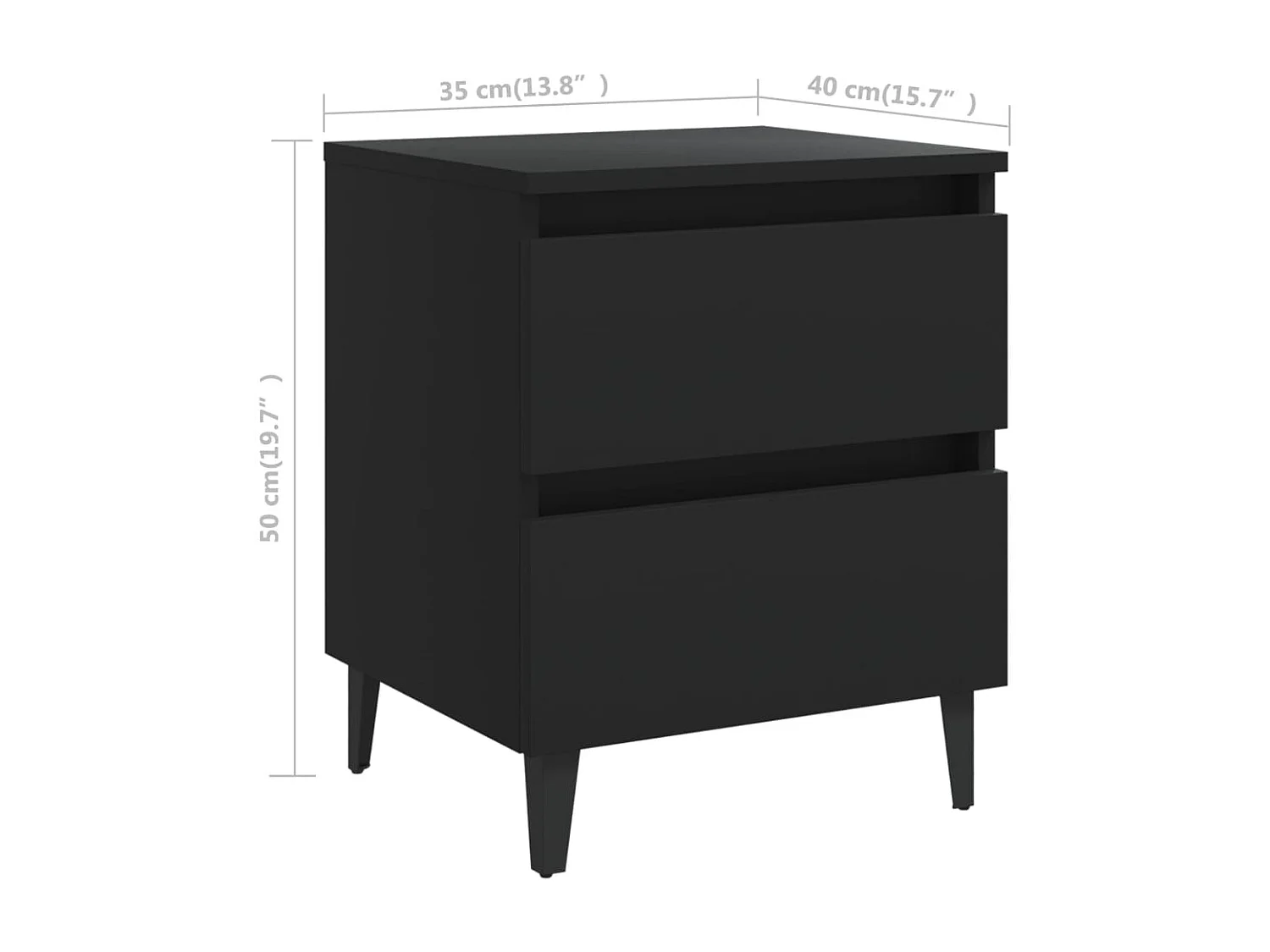 Tables de chevet 2 pcs Noir 40x35x50 cm Aggloméré