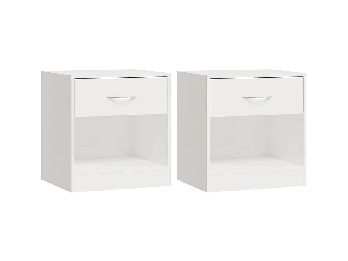 Tables de chevet 2 pcs avec tiroir Blanc brillant