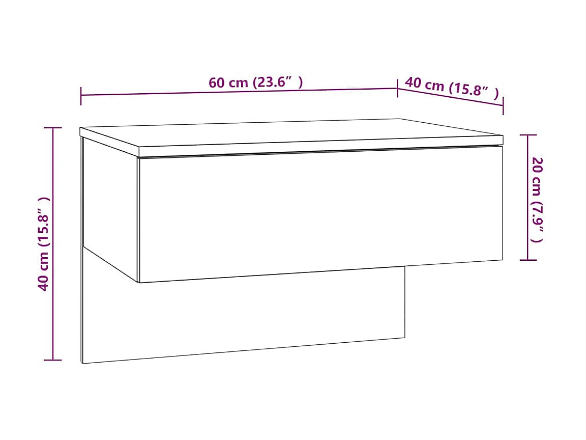 Mesitas de noche de pared 2 piezas Gris hormigón