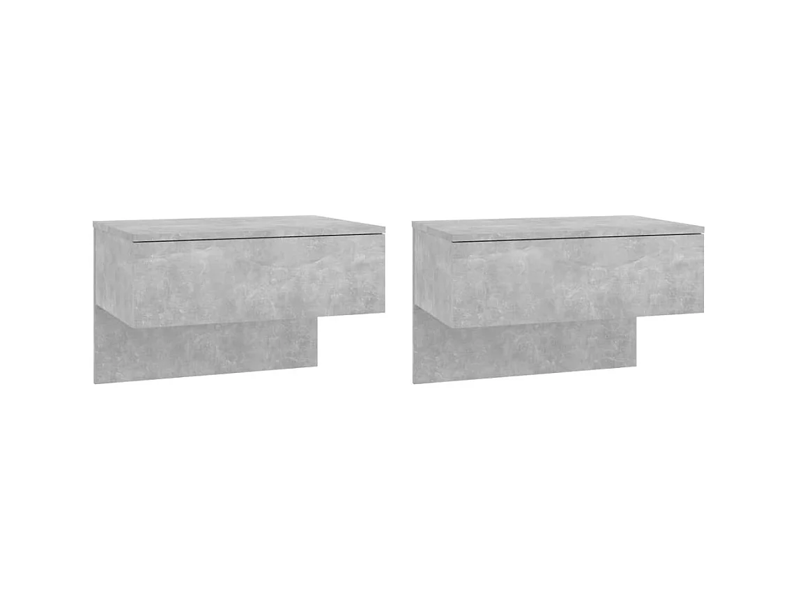 Wandhangende nachtkastjes 2 stuks Betongrijs