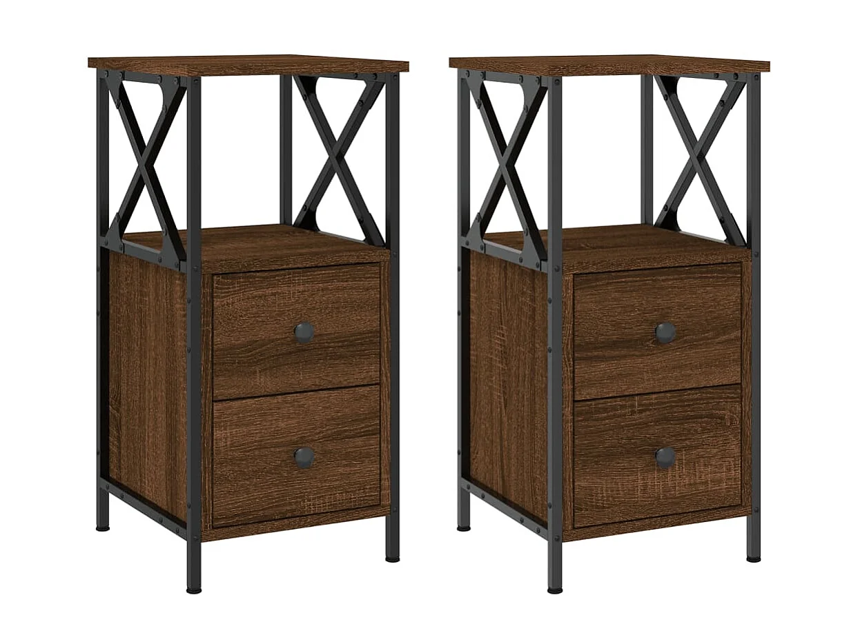 Comodini 2 pezzi in rovere marrone 34x35,5x70 cm in MDF