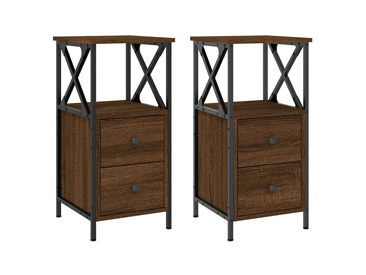 Tables de chevet 2pcs chêne marron 34x35,5x70cm bois ingénierie