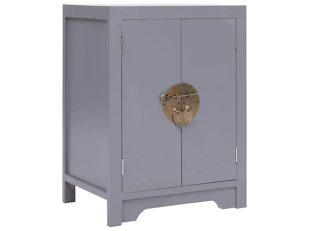 Mesita de noche Gris 38x28x52 cm Madera de Paulownia