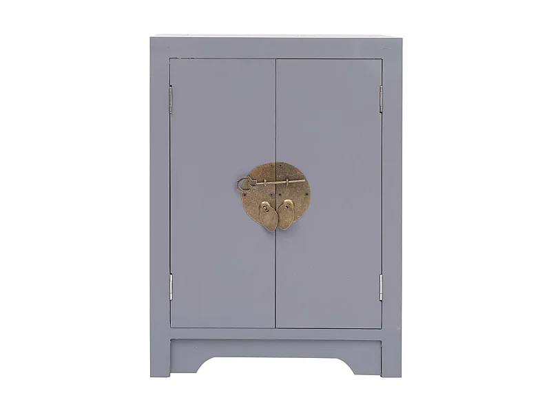 Mesa de cabeceira cinza 38x28x52 cm madeira Paulownia