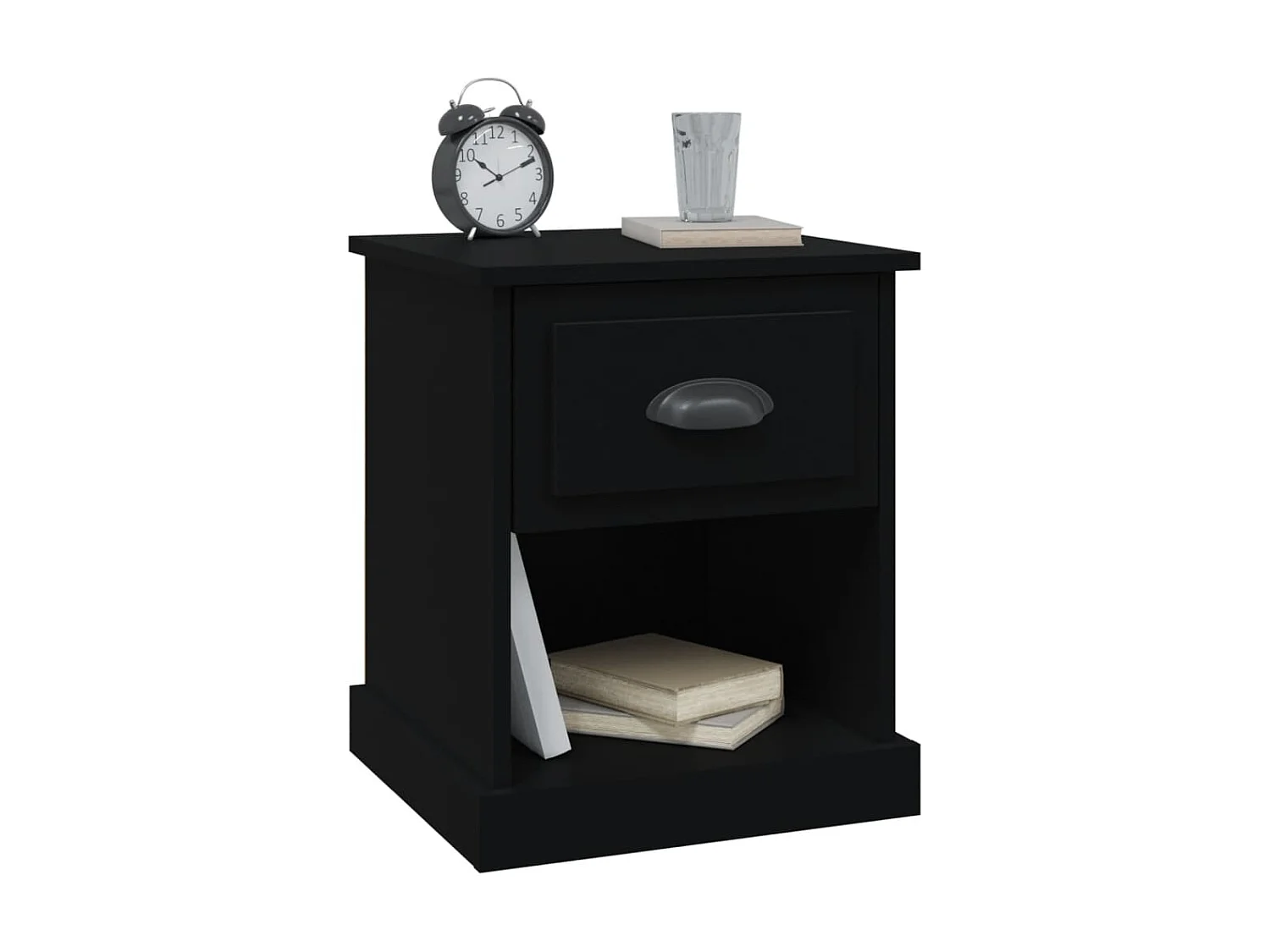 Table de chevet noir 39x39x47,5 cm bois d’ingénierie