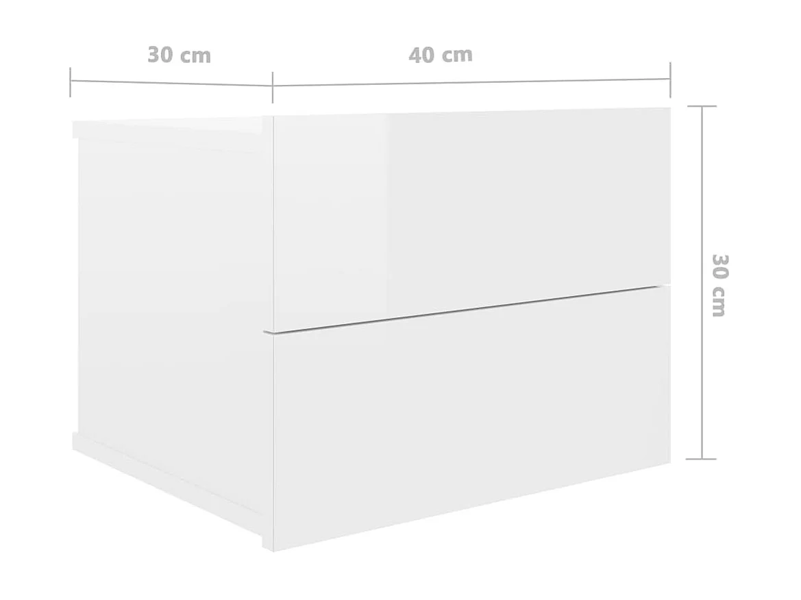 Comodino Bianco lucido 40 x 30 x 30 cm Truciolare