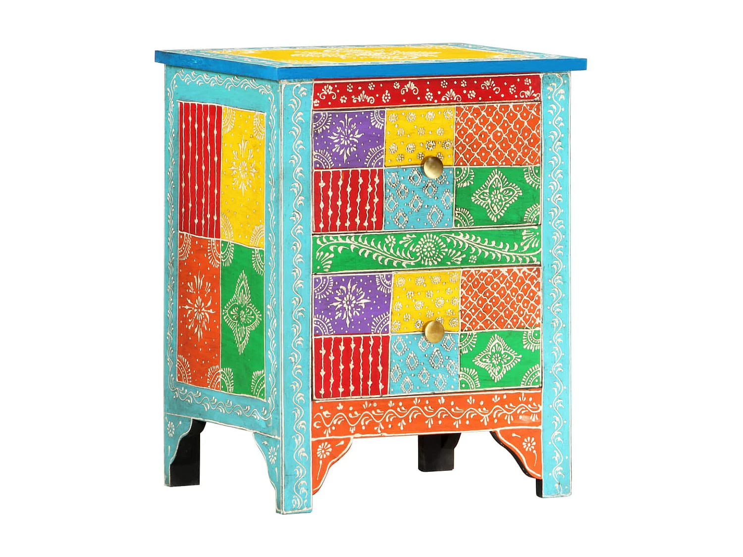 Mesita de noche pintada a mano 40x30x50 cm Madera de mango