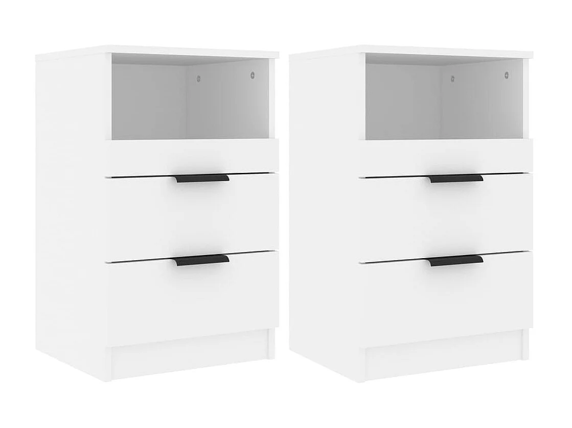 Nachtkastjes 2 stuks Wit Bewerkt hout