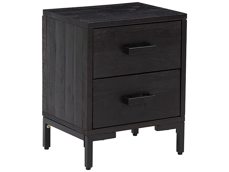 Table de chevet Noir 36x30x45 cm Bois de pin massif