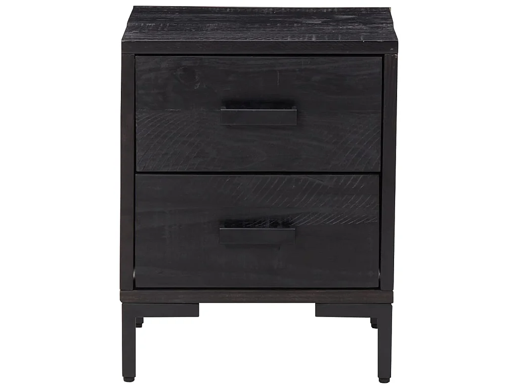 Comodino Nero 36x30x45 cm Legno di pino massiccio