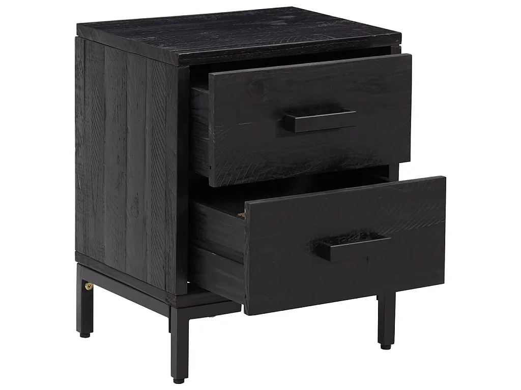 Comodino Nero 36x30x45 cm Legno di pino massiccio