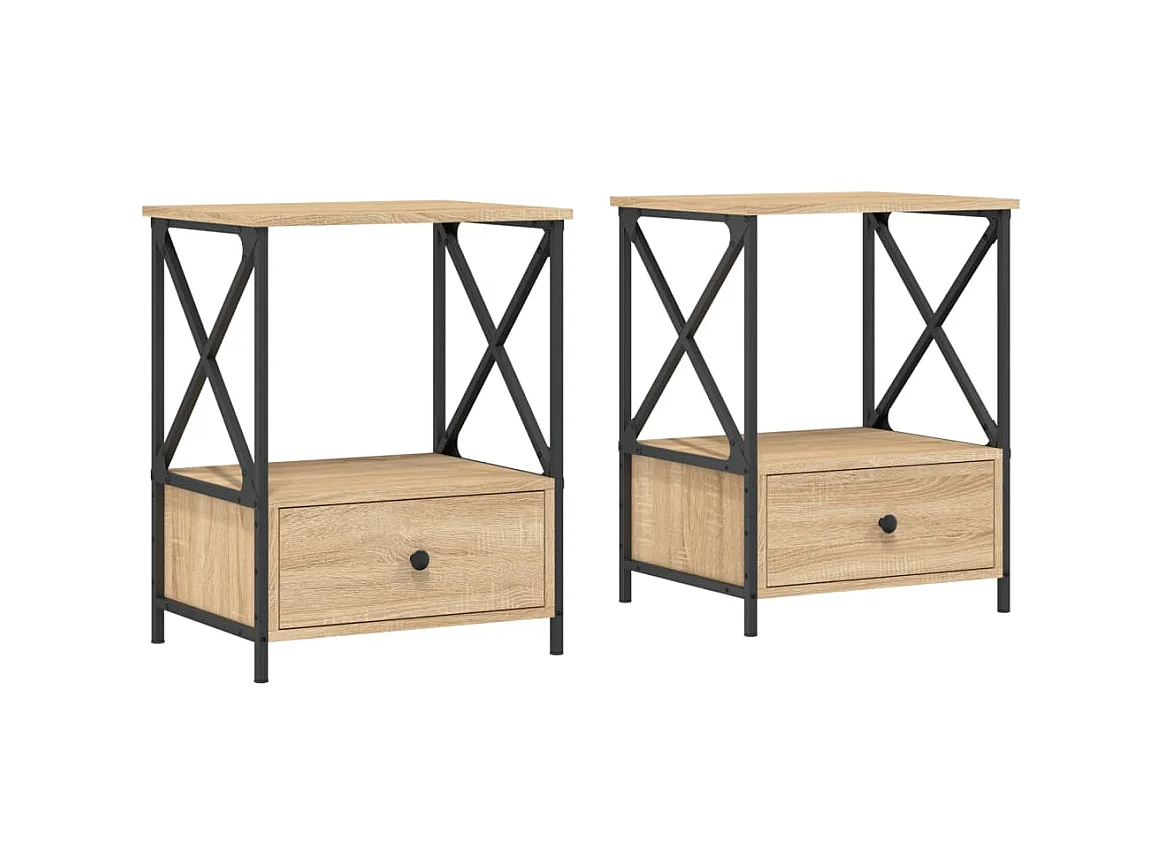 Tables de chevet 2 pcs chêne sonoma 50x41x65 cm bois ingénierie