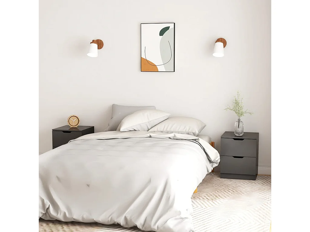 Nachtkastjes 2 stuks Grijs 40x40x50 cm Spaanplaat