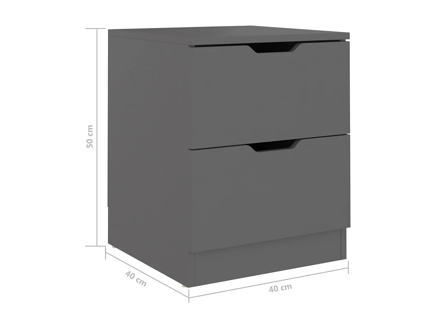 Nachtkastjes 2 stuks Grijs 40x40x50 cm Spaanplaat