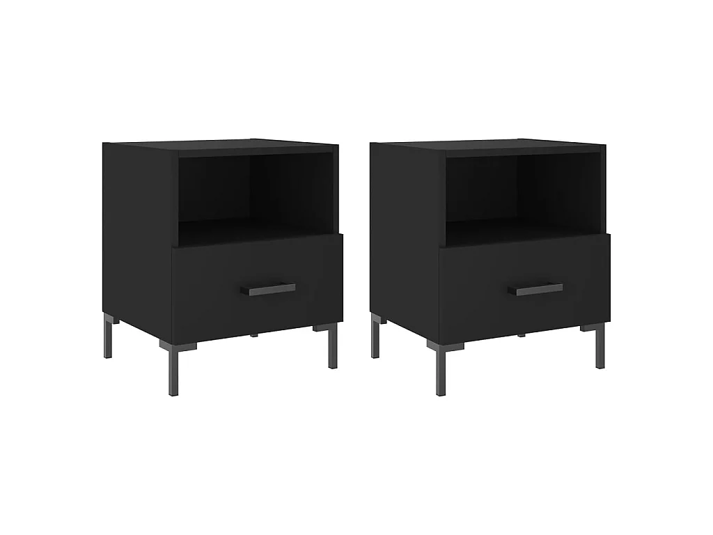 Comodini 2 pezzi neri 40x35x47,5 cm in MDF