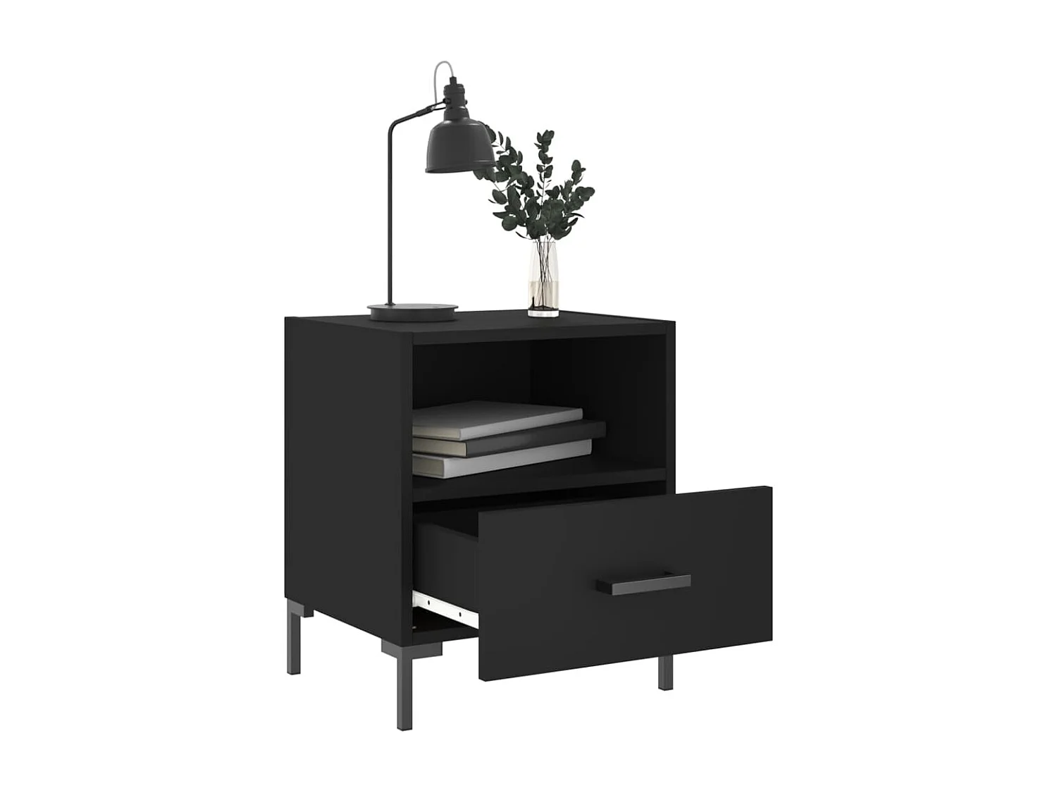 Comodini 2 pezzi neri 40x35x47,5 cm in MDF