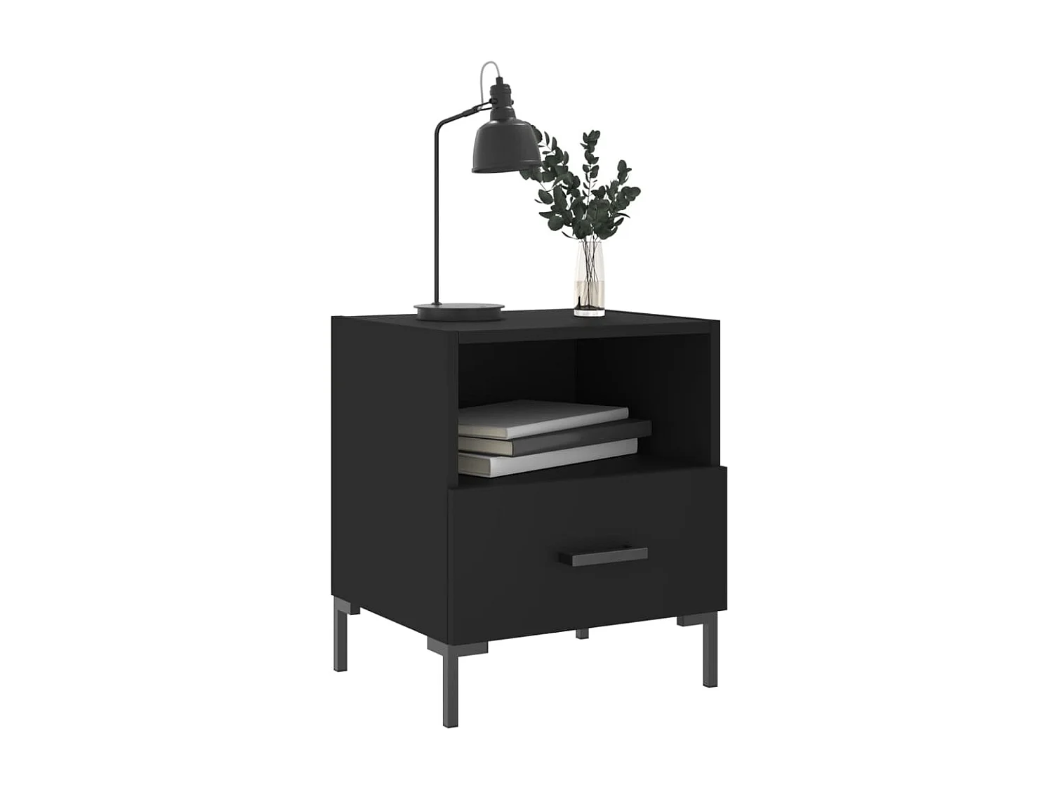 Comodini 2 pezzi neri 40x35x47,5 cm in MDF