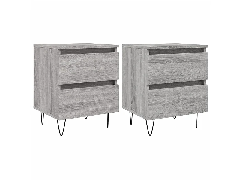 Comodini 2 pz sonoma grigio 40x35x50 cm in derivati del legno