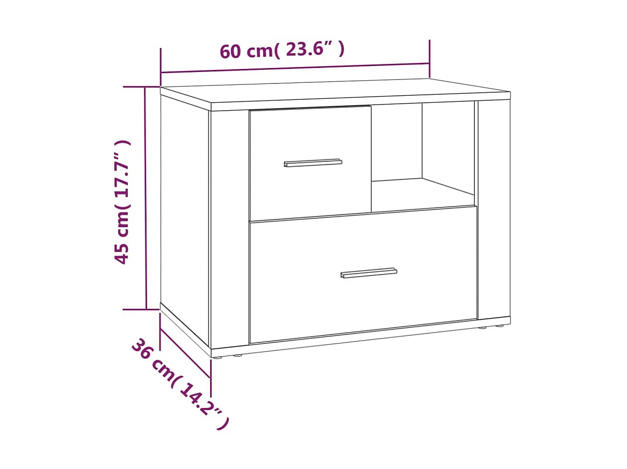 Comodino Bianco 60x36x45 cm MDF