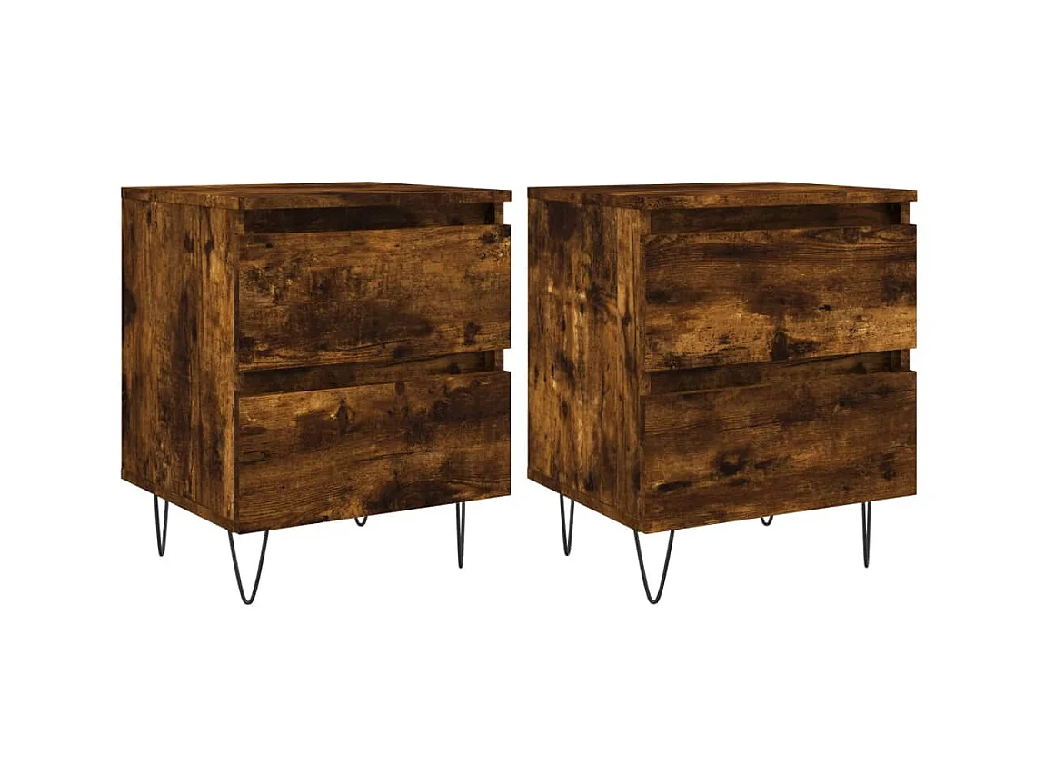 Tables de chevet 2 pcs chêne fumé 40x35x50 cm bois ingénierie