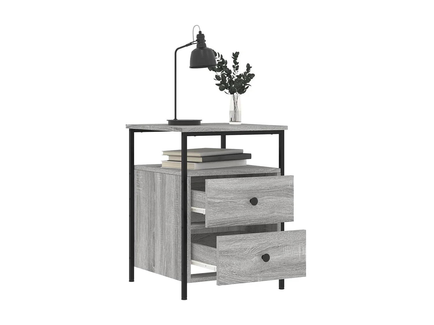 Mesitas de noche 2 piezas sonoma gris 44x45x60cm madera contrachapada