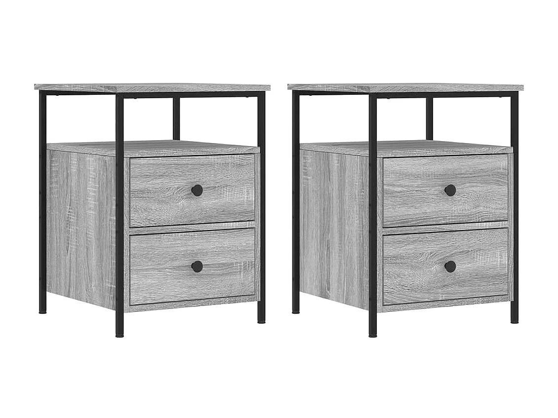 Comodini 2 pezzi sonoma grigio 44x45x60 cm in MDF