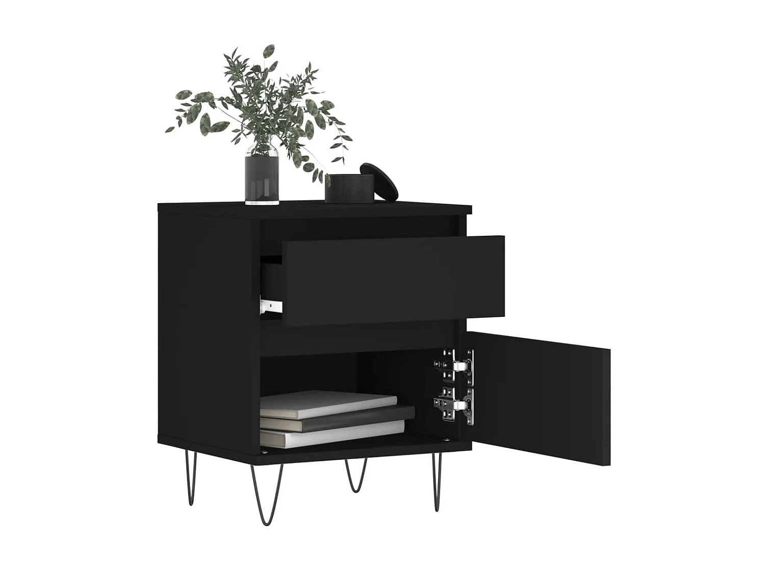 Tables de chevet 2 pcs noir 40x35x50 cm bois d’ingénierie