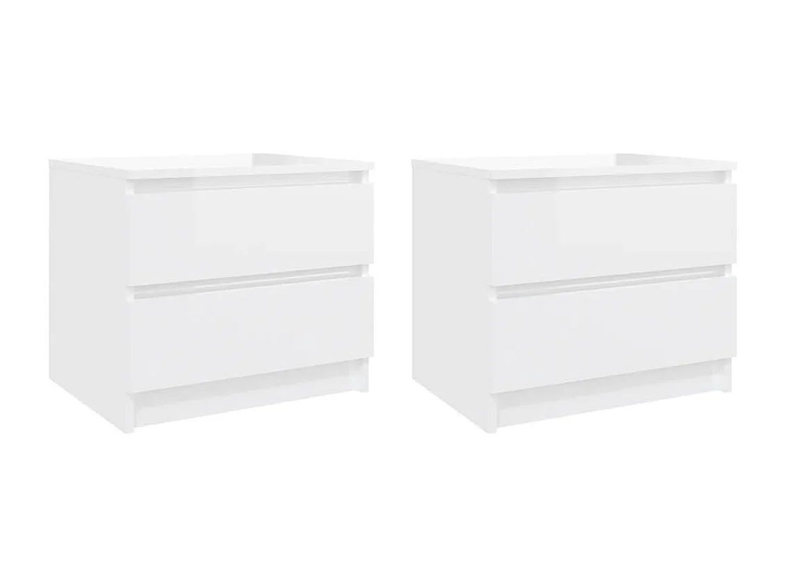 Tables de chevet 2 pcs Blanc brillant 50x39x43,5 cm Aggloméré