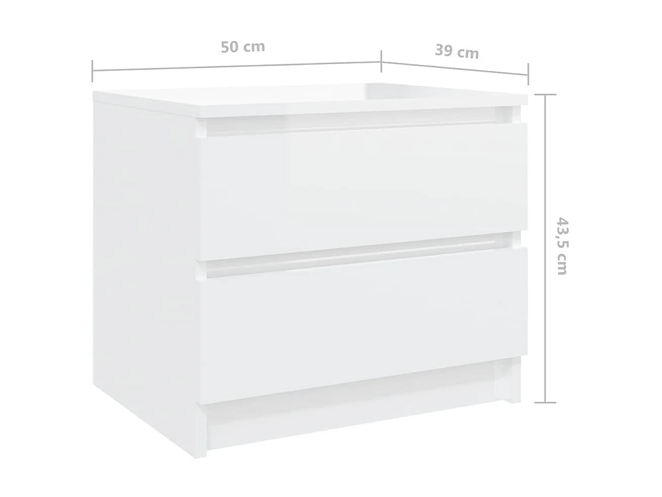 Tables de chevet 2 pcs Blanc brillant 50x39x43,5 cm Aggloméré