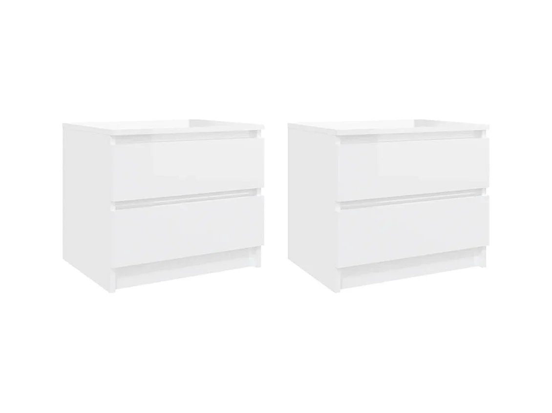 Tables de chevet 2 pcs Blanc brillant 50x39x43,5 cm Aggloméré