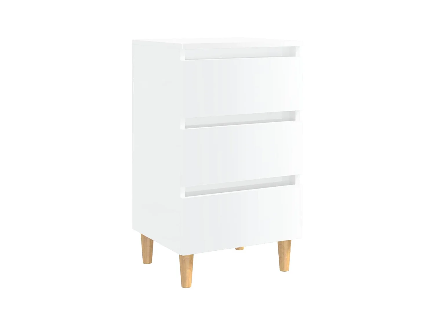 Comodino con gambe in legno Bianco lucido 40x35x69 cm