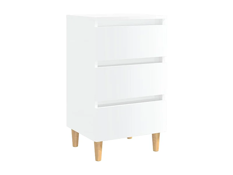 Comodino con gambe in legno Bianco lucido 40x35x69 cm
