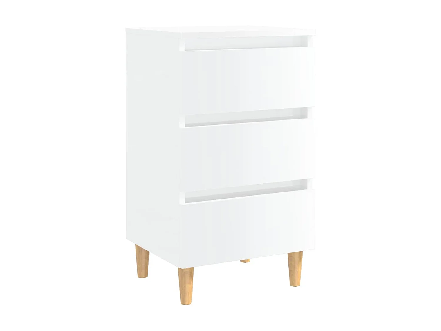 Tables de chevet pieds en bois 2 pcs Blanc brillant 40x35x69 cm