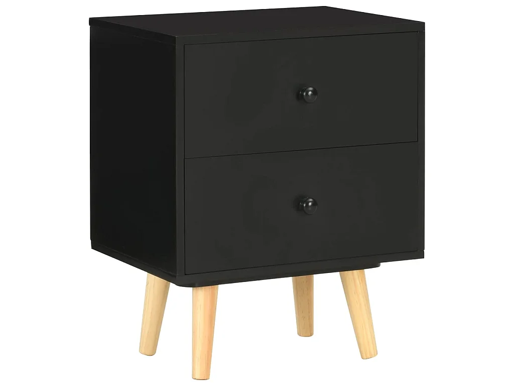 Nachtkastjes 2 stuks Zwart 40 x 30 x 50 cm Massief grenen