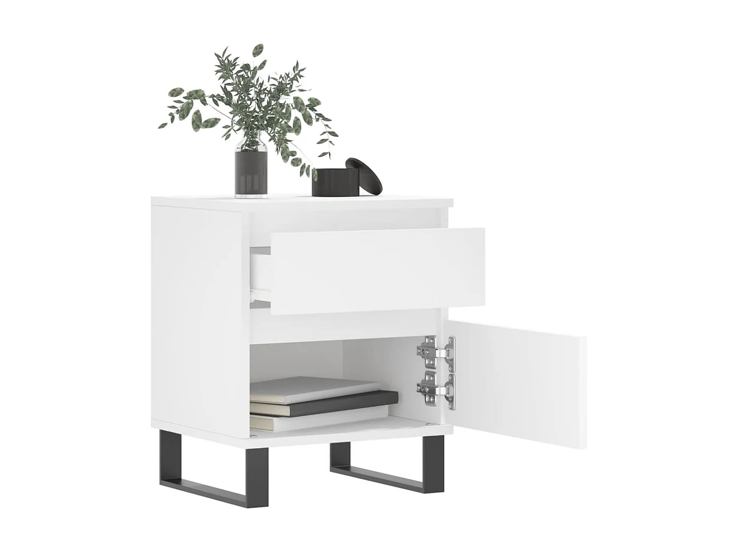 Mesa de cabeceira branca 40x35x50 cm madeira trabalhada