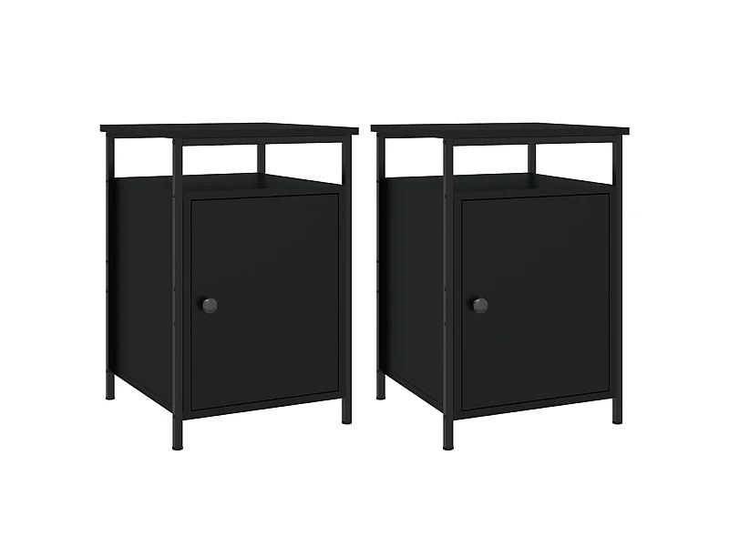 Mesitas de noche 2 piezas madera contrachapada negra 40x42x60 cm