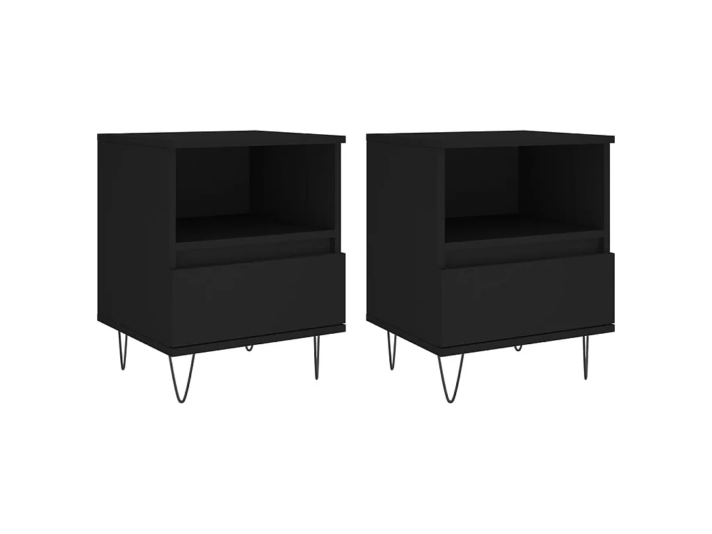 Nachtkastjes 2 stuks zwart 40x35x50 cm parket