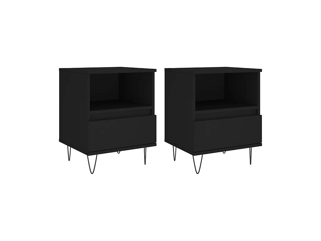 Nachtkastjes 2 stuks zwart 40x35x50 cm parket