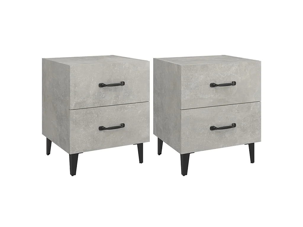 Tables de chevet 2 pcs Gris béton 40x35x47,5 cm