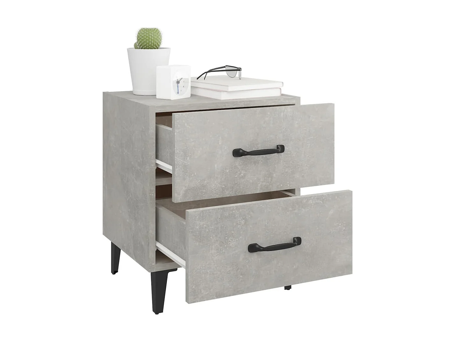 Nachttische 2 Stk. Betongrau 40x35x47,5 cm