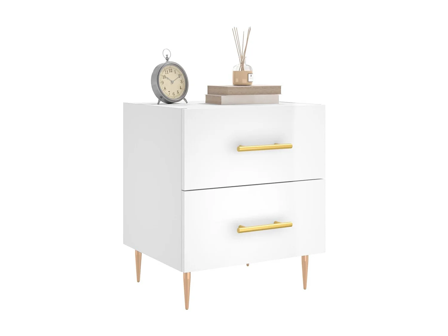 Glanzend wit nachtkastje 40x35x47,5 cm samengesteld hout