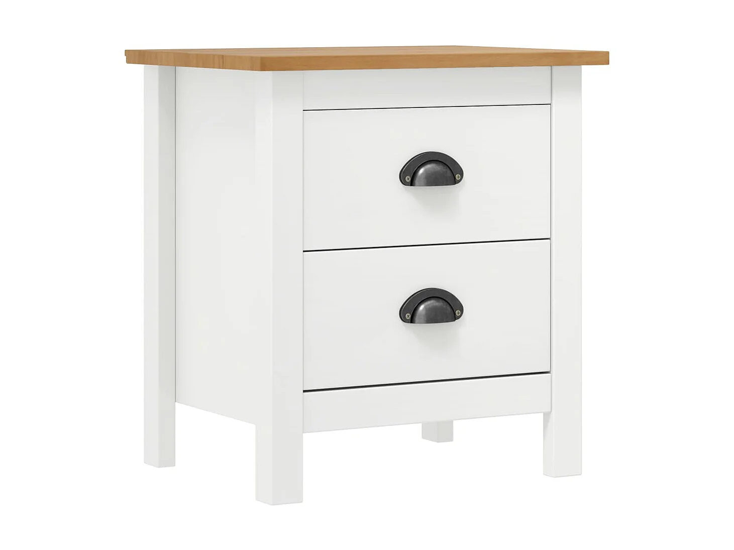 Table de chevet Hill Blanc 46x35x49,5 cm Bois de pin solide