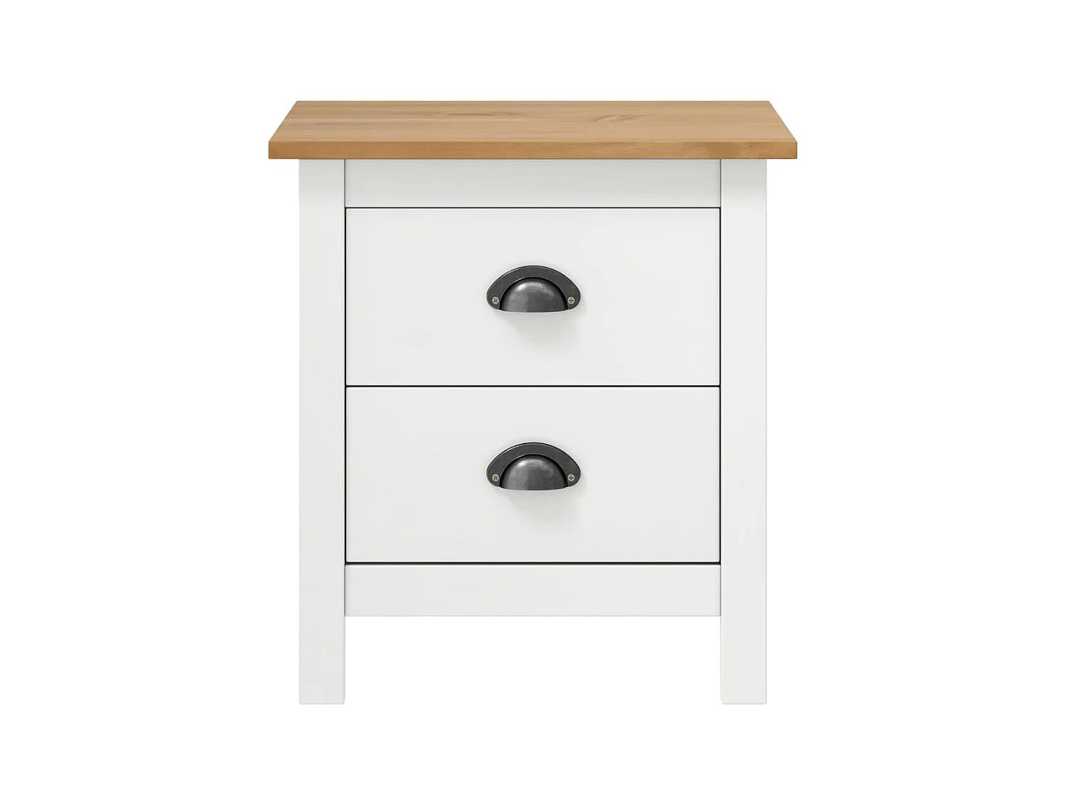 Comodino Hill bianco 46x35x49,5 cm in legno massello di pino