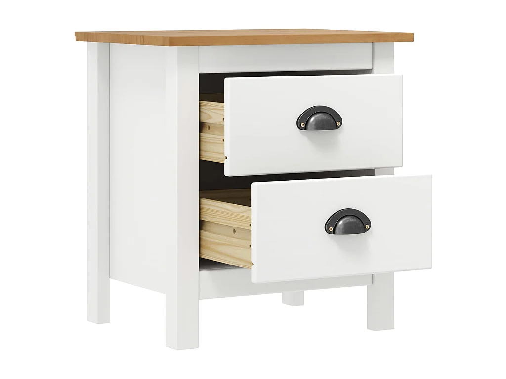 Comodino Hill bianco 46x35x49,5 cm in legno massello di pino