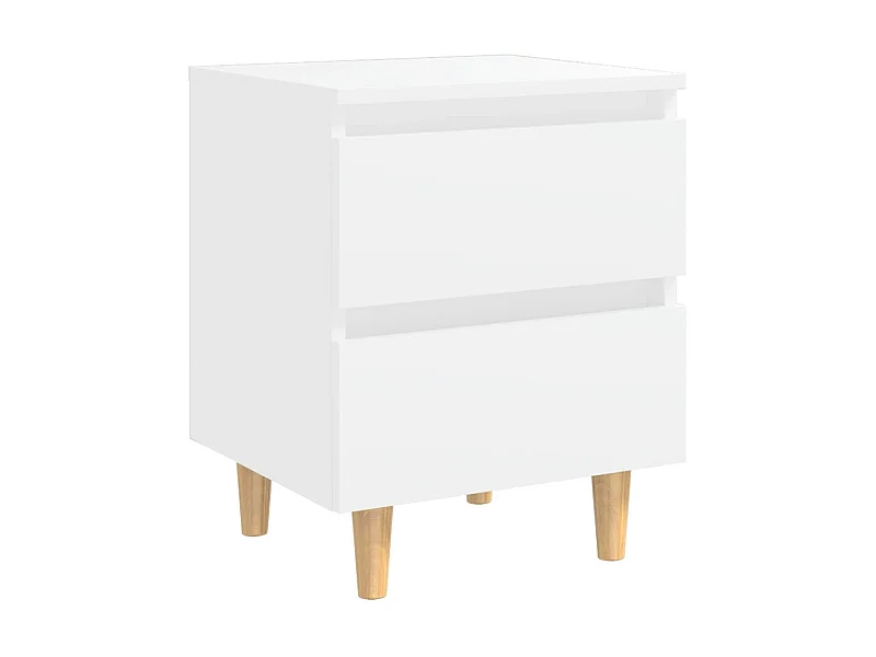 Nachtkastje met grenen poten Wit 40x35x50 cm