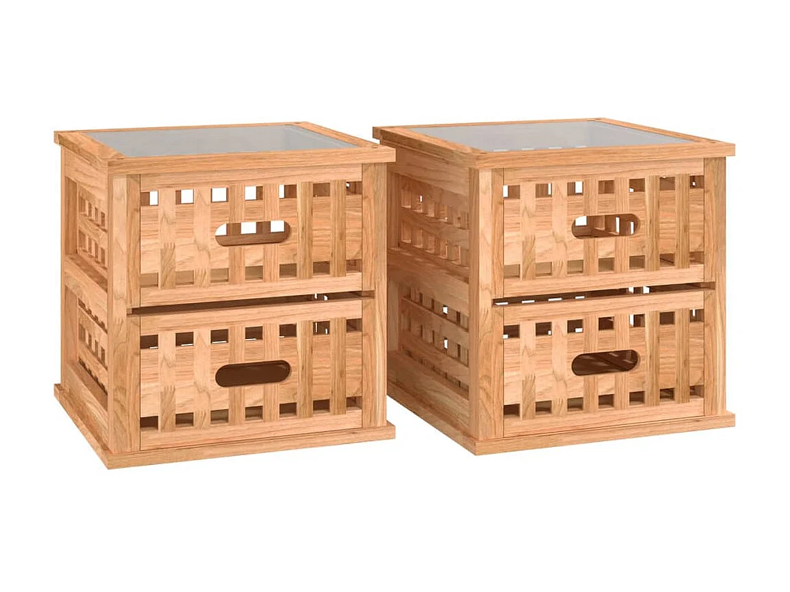 Tables de chevet 2 pcs 34x34x34 cm Bois massif de noyer