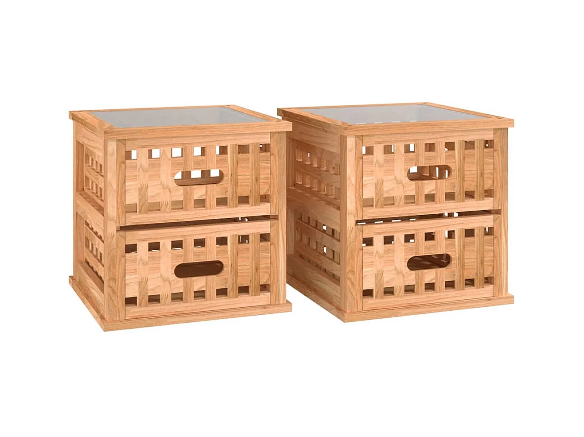 Comodini 2 pz 34x34x34 cm Legno massello di noce