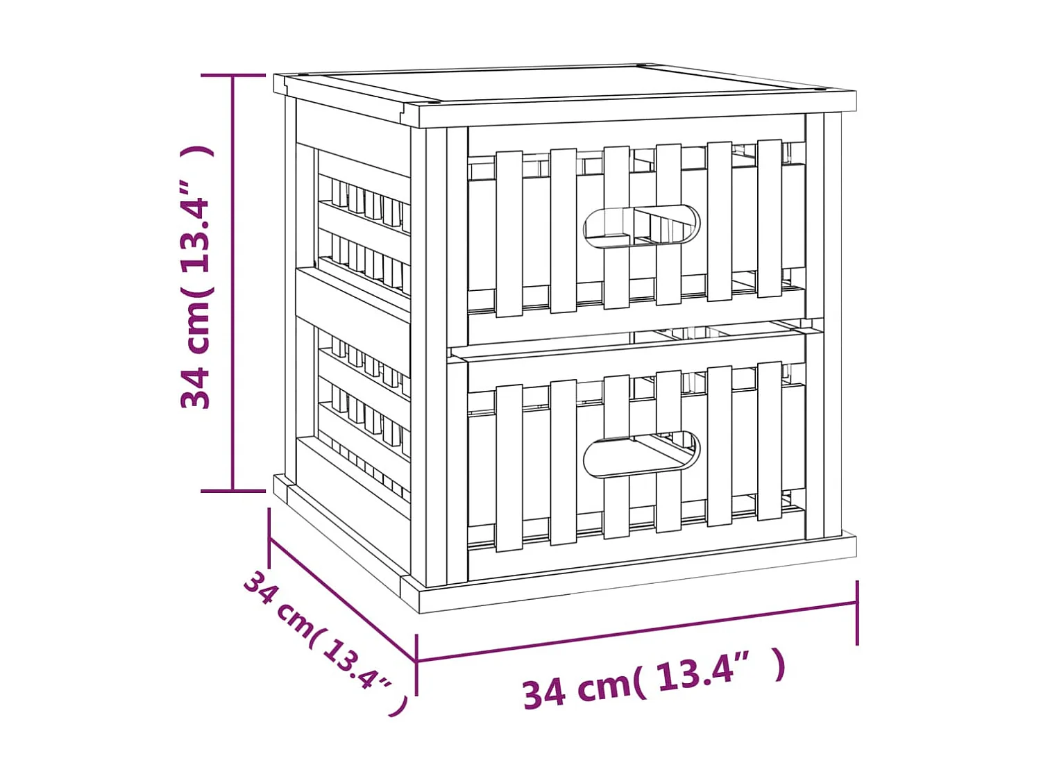 Comodini 2 pz 34x34x34 cm Legno massello di noce
