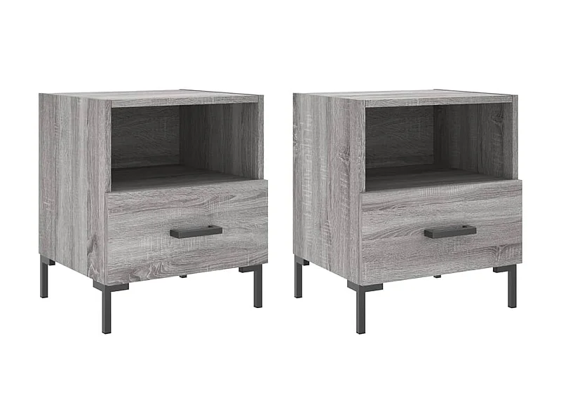 Comodini 2 pz sonoma grigio 40x35x47,5 cm